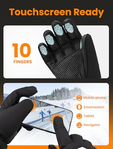 AMZYXH X-Large Rechargeable Heated Waterproof Gloves for Men & Women Winter Outdoor Activities