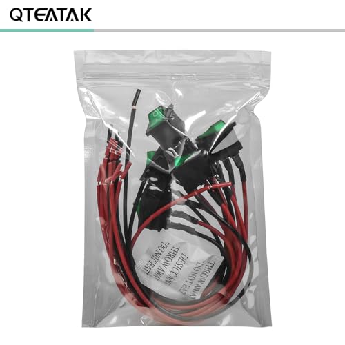 5 Pack Pre-Wired On/Off Green LED Boat Rocker Switch - 12V-24V 20A