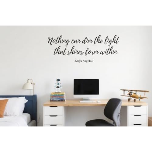 Inspirational Maya Quotes Wall Sticker,Nothing Can Dim The Light That Shines from Within¡¯ Motivation Words Vinyl DIY Removable Wall Decals for Classroom College Home