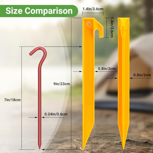 9 Inch Heavy Duty Plastic Tent Stakes - 10 Pack for Tents & Canopies