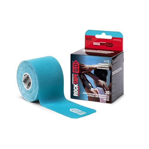 RockTape GO Gentle Adhesive Pre-Cut Kinesiology Tape – Blue (20 Strips)