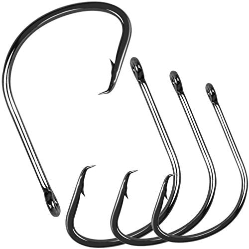 High Carbon Steel Circle Fishing Hooks - #6, 100pcs