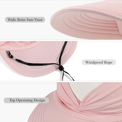 Wide Brim UV Protection Sun Hat - Foldable UPF 50+ Visor - Pink