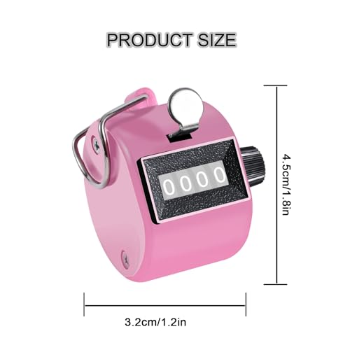4-Digit Mechanical Handheld Tally Counter - 2 Pack - Pink & White