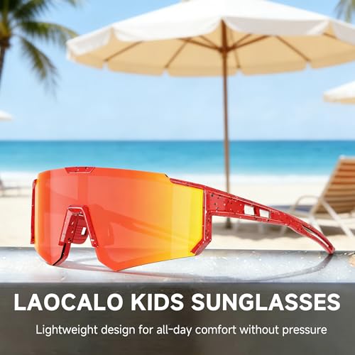 Kids Polarized Baseball Sunglasses - Lightweight Red for Ages 3-12