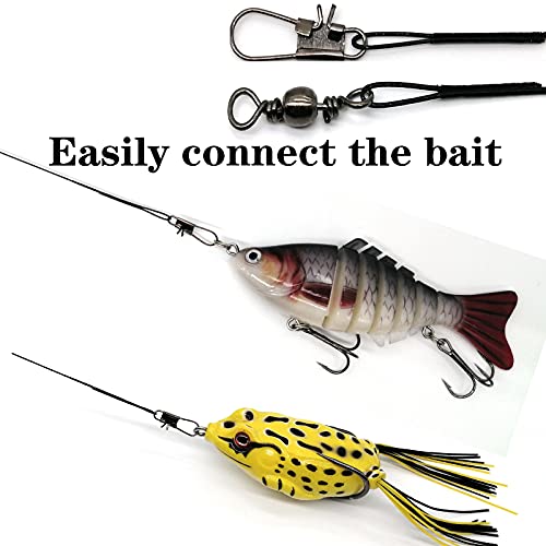 60Pcs Fishing Leaders - Nylon-Coated Wire with Swivels & Snaps, 3 Sizes