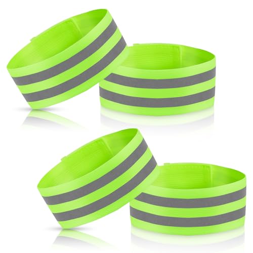4 Pack High Visibility Reflective Bands - Adjustable Safety Straps for Night