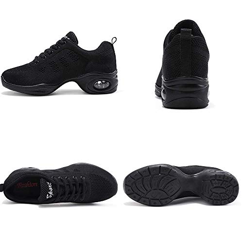 CERYTHRINA Women's & Men's Jazz Sneakers with Air Cushion, Black, 8 Women / 7 Men
