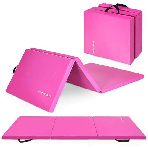 3-Panel Folding Gymnastics Mat - 6x2 Feet, Pink Color