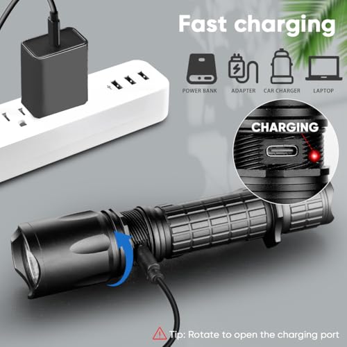 5000 Lumen Picatinny Rail Tactical Flashlight - 5 Modes USB Rechargeable Rifle Light with Pressure Switch - Ideal for Hunting, Camping & Tactical Operations