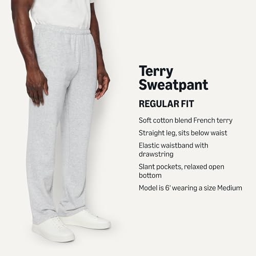 Men's Regular-Fit Soft Cotton Open-Hem Sweatpants - XX-Large Light Grey Heather