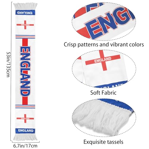 England National Team Soccer Scarf - Double-Sided Flannelette 53x7 Inch