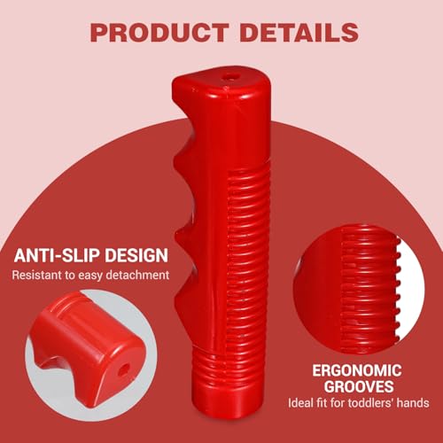 Red Kids Bicycle Handlebar Grips - 3/4 Inch Non-Slip Design