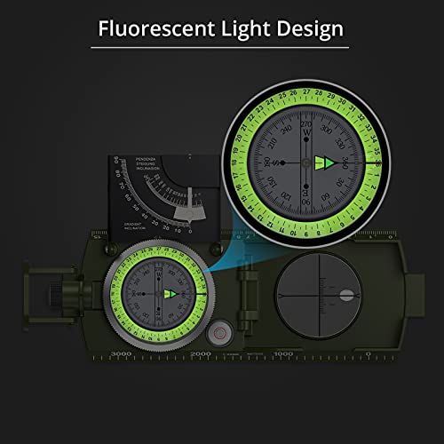 Waterproof Sighting Compass with Clinometer - Army Green