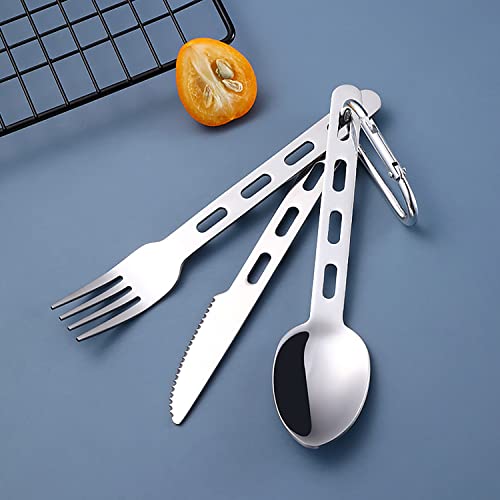 Ultralight Stainless Steel Camping Flatware Set - Silver