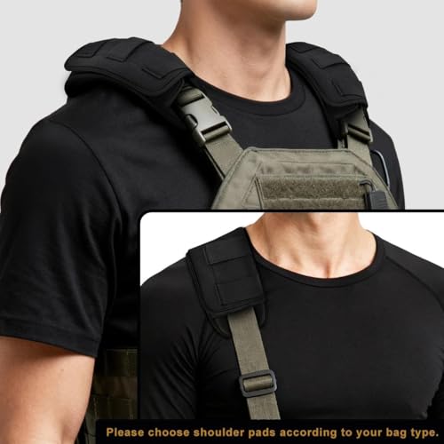 ZINMARK 2-Pack Black Tactical Shoulder Pad for Vests & Backpacks - Shock Absorption