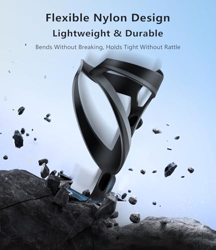 Bike Water Bottle Holder Matte Black Nylon Ultralight & Sturdy Cup