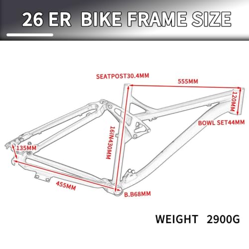 26-Inch Mountain Bike Frame - Aluminum Alloy Softtail Suspension - Black
