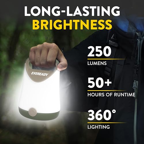 Eveready 2-Pack LED Camping Lanterns Super Bright Water-Resistant, Green/Tan