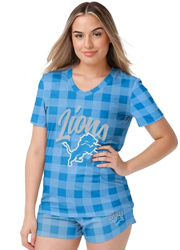 NFL Team Women's Checkered Pajama Shorts Set - Soft & Stylish