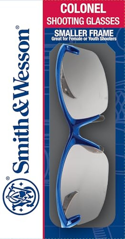 Smith & Wesson Colonel Small Frame Shooting Glasses with No-Slip Rubber, Impact Resistance and Storage Bag for Shooting, Working and Everyday Use
