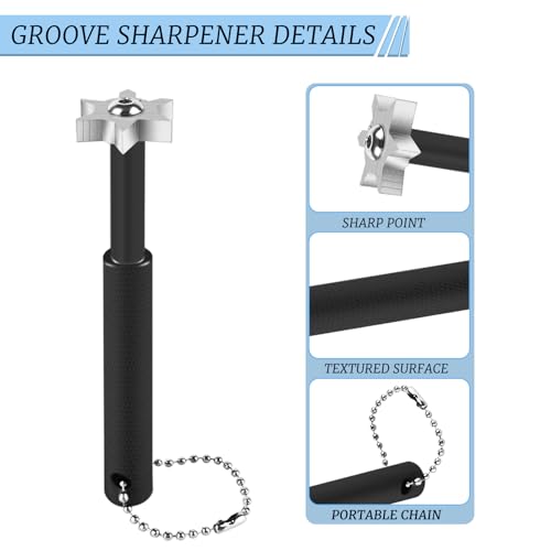 Golf Club Groove Sharpener Tool with 6 Heads & Storage Tube