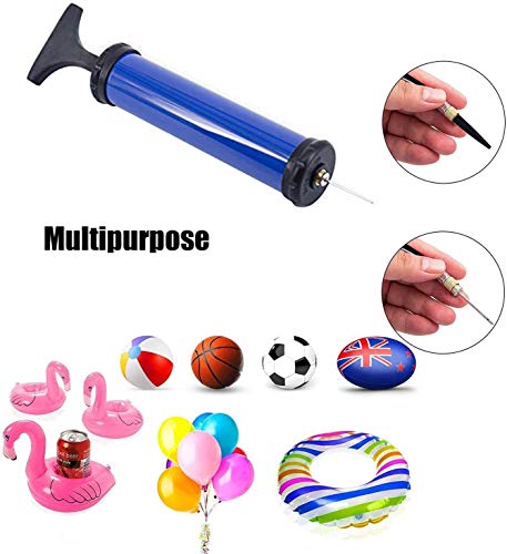 Portable Ball Pump Inflator Kit with Needles and Hose - Manual Blue