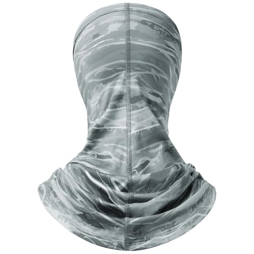 BASSDASH UPF 50+ Breathable Grey Camo Neck Gaiter - Quick Dry Face Mask for Men & Women