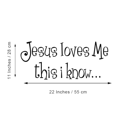 Jesus Loves Me This I Know - Pure Black Vinyl Wall Decal Carved Seperated Letters Nursery Bible Verse Quote Religious Art Sticker Home Decor