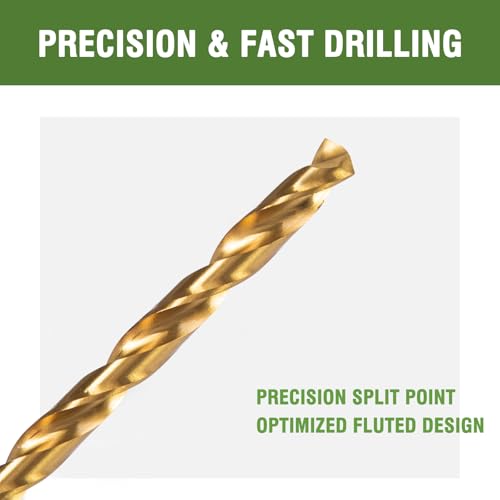 1/8 x 6 Inch Extra Long Drill Bits (6 Pack), Aircraft Drill Bit Titanium M2 High Speed Steel for Wood, Plastic, PVC, Thin Metal Sheet