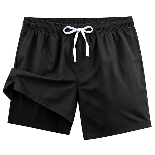 Men's Swim Trunks Hawaiian Quick Dry 2 in 1 Board Shorts with Pockets