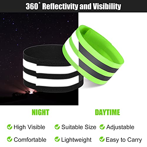 16 Pieces Reflective Bands - High Visibility Safety Straps - Green & Black