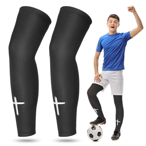 Compression Leg Sleeve - Faith Cross Design for Sports - Black