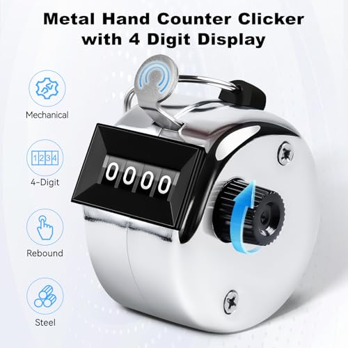 Durable Metal Clicker Counter Set - 2 Pack with 4-Digit Display