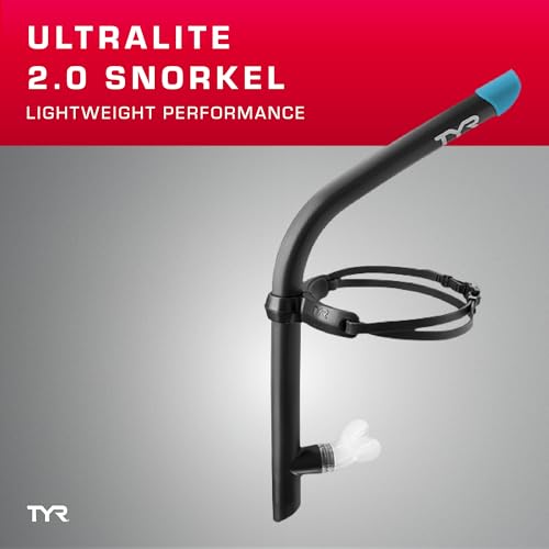 TYR Ultralite Elite Adult Swim Snorkel - Black, Ultra-Light & Comfortable for Training