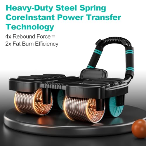 Automatic Rebound Ab Roller Wheel with Elbow Support - Black