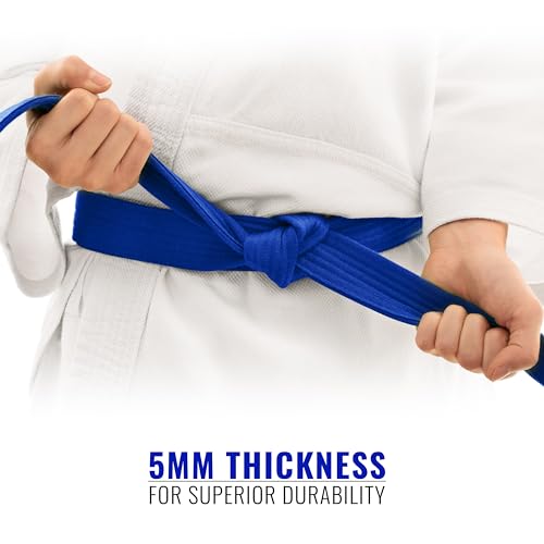 DXM SPORTS 220cm Blue Martial Arts Belt for Karate, Judo, Aikido & Taekwondo - Durable Cotton, Double Stitched for Kids & Adults