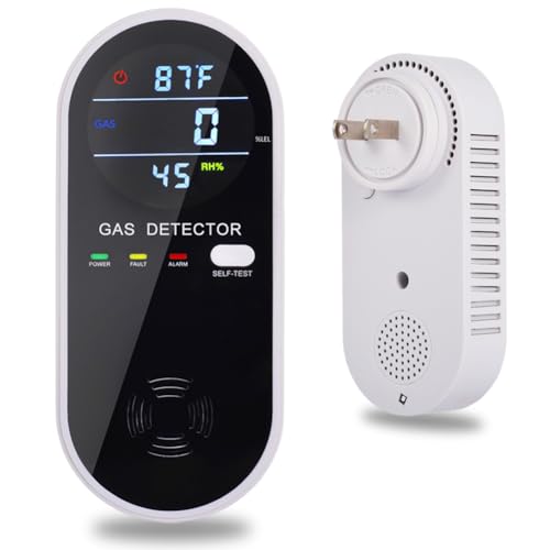 3-in-1 Combustible Gas Detector with Temperature and Humidity Display, Plug-in Portable Combustible Gas Leak Alarm£¬Natural Propane Gas Detector for Kitchen£¬Living Room£¬Bedroom.