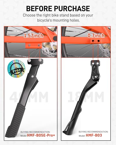 HENMI Bike Kickstand for 24-29 Inch Bicycles — 18mm Mount, 0.7in Base, 77 lb Capacity