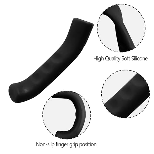 Silicone Bicycle Brake Lever Grip Covers - Non-Slip Protection - 2 Pairs - Black