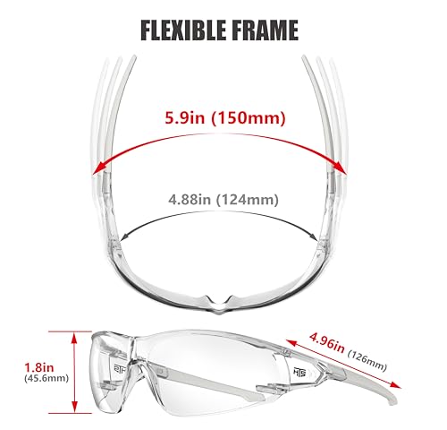 Anti-Fog Clear Safety Glasses - Youth Baseball & Pickleball - Light Gray