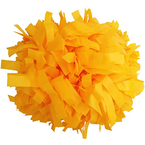 Yellow 2 Pack 14in Cheerleading Pom Poms with Baton Handle - 1,000 Streamers, Kids & Adults