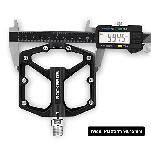 Aluminum MTB Pedals - Wide Platform Flat Pedals for BMX & Mountain Bikes - Black