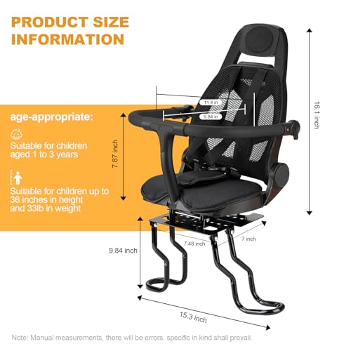 Rear Child Bike Seat - Adjustable Backrest for Ages 1-3
