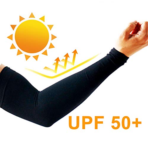 Cooling Arm Sleeves for Men & Women - UPF 50 Protection, 2 Pairs - Blue