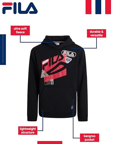 Boys Soft Fleece Pullover Hoodie - Cozy Graphic - Black Midnight / 8