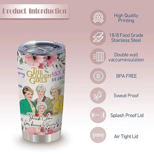 ATHAND 20oz Golden Girls Floral Stainless Steel Tumbler with Lid - Pack of 1