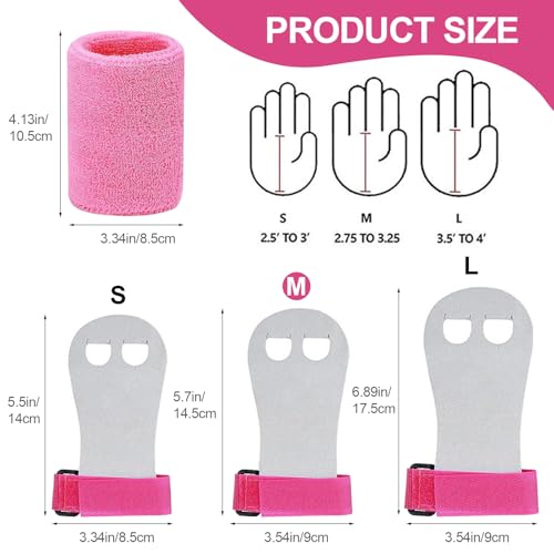 Pink Medium Kids Gymnastics Hand Grips & Wristbands - Youth Sports Support