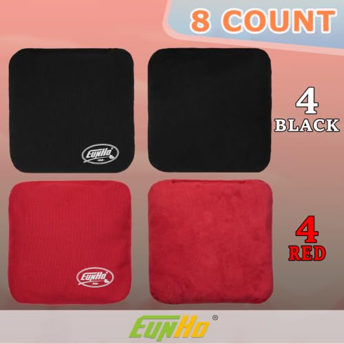 EunHo Professional Cornhole Bags Set of 8 - Dual-Sided Slick & Stick, Red/Black