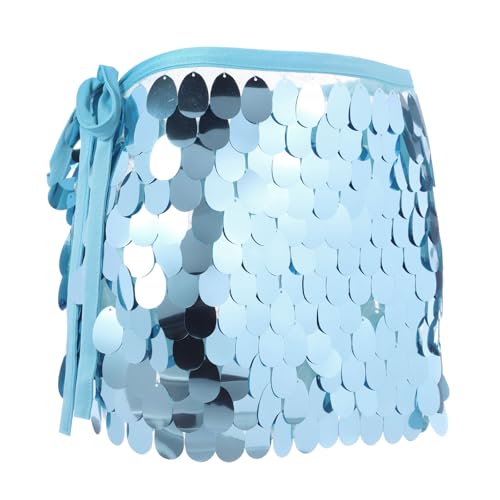 MECCANIXITY Blue Sequin Short Skirt Women's Rave Party Dance Skirt